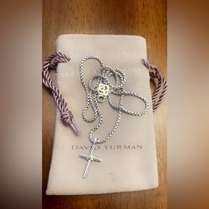 David Yurman Petite X Cross Necklace in Sterling Silver with 14K Yellow Gold